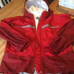 LL Bean kids S8 red rain jacket